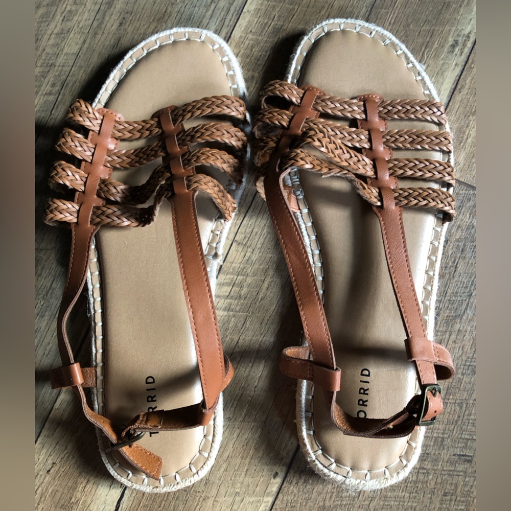 Torrid Woven Espadrille Huarache Cognac Sandal Size 12WW